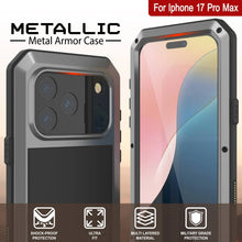 Charger l'image dans la galerie, Étui en métal iPhone 17 Pro Max, couverture d'armure de qualité militaire lourde [Proof] Full Body Hard [Silver]
