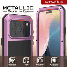 Charger l&#39;image dans la galerie, Étui iPhone 17 Pro Metal, couverture d&#39;armure de qualité militaire lourde [Proof] Full Body Hard [rose]
