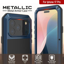 Charger l&#39;image dans la galerie, Étui iPhone 17 Pro Metal, couverture d&#39;armure de qualité militaire lourde [Proof] Full Body Hard [bleu]
