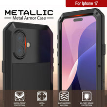 Charger l'image dans la galerie, Étui en métal iPhone 17, couverture d'armure de qualité militaire lourde [Proof] Full Body Hard [noir]
