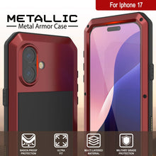 Charger l'image dans la galerie, Étui en métal iPhone 17, couverture d'armure de qualité militaire lourde [Proof] Full Body Hard [rouge]
