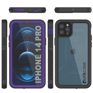 iPhone 14 Pro Waterproof Case, Punkcase [Extreme Series] Armor Cover W/ Built In Screen Protector [Purple] (Color in image: Red)