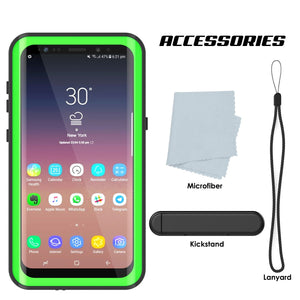 Galaxy S9 Plus Waterproof Case PunkCase StudStar Light Green Thin 6.6ft Underwater IP68 ShockProof (Color in image: black)