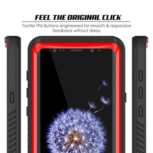 Galaxy S9 PLUS Waterproof Case, Punkcase [Extreme Series] [Slim Fit] [IP68 Certified] [Shockproof] [Snowproof] [Dirproof] Armor Cover W/ Built In Screen Protector for Samsung Galaxy S9+ [Red] (Color in image: Black)