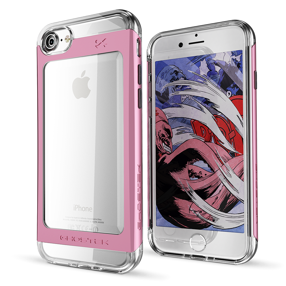iPhone 7 Case, Ghostek  Cloak 2.0 Pink Series w/ ExplosionProof Screen Protector | Aluminum Frame (Color in image: Pink)