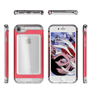 iPhone 7 Case, Ghostek® 2.0  Cloak 2.0 Red Series w/ Explosion-Proof Screen Protector | Aluminum Frame (Color in image: Pink)