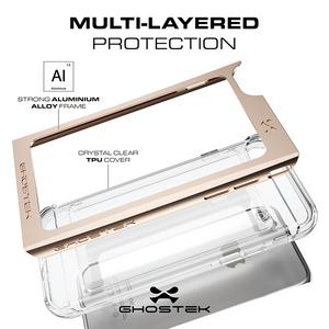 iPhone 7 Case, Ghostek  Cloak 2.0 Pink Series w/ ExplosionProof Screen Protector | Aluminum Frame (Color in image: Gold)