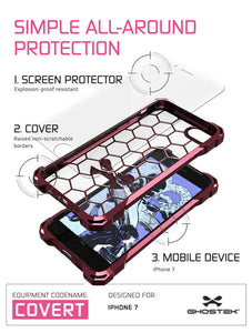 iPhone 7 Plus Case, Ghostek® Covert Peach, Premium Impact Protective Armor | Warranty (Color in image: rose pink)
