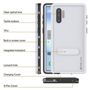 PunkCase Galaxy Note 10 Waterproof Case, [KickStud Series] Armor Cover [White] (Color in image: Black)