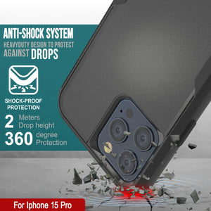 Punkcase pour l'iPhone 15 Pro Belt Clip multicouche Holster Case [Patron Series] [Black]