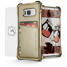 Load image into Gallery viewer, Galaxy S8 Wallet Case, Ghostek Exec Gold Series | Slim Armor Hybrid Impact Bumper | TPU PU Leather Credit Card Slot Holder Sleeve Cover (Color in image: Gold)
