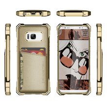 Load image into Gallery viewer, Galaxy S8 Wallet Case, Ghostek Exec Gold Series | Slim Armor Hybrid Impact Bumper | TPU PU Leather Credit Card Slot Holder Sleeve Cover (Color in image: Red)
