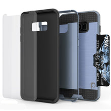 Load image into Gallery viewer, Galaxy S8 Case, PUNKcase [SLOT Series] [Slim Fit] Dual-Layer Armor Cover w/Integrated Anti-Shock System, Credit Card Slot [Navy] (Color in image: Silver)
