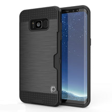 Load image into Gallery viewer, Galaxy S8 Case, PUNKcase [SLOT Series] [Slim Fit] Dual-Layer Armor Cover w/Integrated Anti-Shock System, Credit Card Slot [Black] (Color in image: Black)
