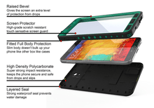 Charger l&#39;image dans la galerie, ghostek-atomic-samsung-galaxy-note-3-green-waterproof-case-w-attached-screen-protector-lifetime-warranty-slim-fitted-waterproof-shock-proof-dust-proof-dirt-proof-snow-proof-hard-shell-iii-n900-n9000-n9002-n9005-n9009-ghocas80 (Color in image: black)
