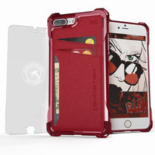 Charger l&#39;image dans la galerie, iPhone 7 Plus Wallet Case, Ghostek® Exec Red Series | Slim Armor Hybrid Impact Bumper | TPU PU Leather Credit Card Slot Holder Sleeve Cover (Color in image: Red)
