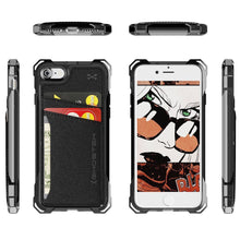 Load image into Gallery viewer, iPhone 7 Wallet Case, Ghostek Exec Black Series | Slim Armor Hybrid Impact Bumper | TPU PU Leather Credit Card Slot Holder Sleeve Cover (Color in image: Gold)
