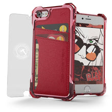Load image into Gallery viewer, iPhone 7 Wallet Case, Ghostek Exec Red Series | Slim Armor Hybrid Impact Bumper | TPU PU Leather Credit Card Slot Holder Sleeve Cover (Color in image: Red)
