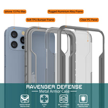 Charger l&#39;image dans la galerie, Punkcase iPhone 13 Pro Max ravenger Case Protective Military Grade Multilayer Cover [Grey] 
