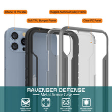 Charger l&#39;image dans la galerie, Punkcase iPhone 13 Pro Max ravenger Case Protective Military Grade Multilayer Cover [Grey-Black] 
