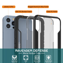 Charger l&#39;image dans la galerie, Punkcase iPhone 13 Pro ravenger Case Protective Military Grade Multilayer Cover [Black] 
