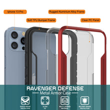 Charger l&#39;image dans la galerie, Punkcase iPhone 14 Pro Ravenger Coque de défense MAG Protection de qualité militaire avec couverture multicouche [Rouge]
