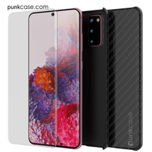 Load image into Gallery viewer, Galaxy S20 Case, Punkcase CarbonShield, Heavy Duty &amp; Ultra Thin 2 Piece Dual Layer PU Leather Black Cover (Carbon Fiber Style) 
