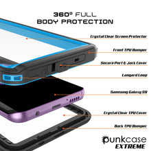 Charger l&#39;image dans la galerie, Galaxy S9 PLUS Waterproof Case, Punkcase [Extreme Series] [Slim Fit] [IP68 Certified] [Shockproof] [Snowproof] [Dirproof] Armor Cover [Light Blue] (Color in image: Black)
