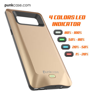 Galaxy Note 8 Battery Case, Punkcase 5000mAH Charger Case W/ Screen Protector | Integrated USB Port | IntelSwitch [Gold] 