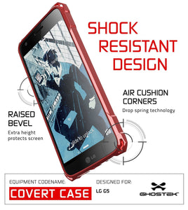 LG G5 Case, Ghostek® Red Covert Premium Slim Hybrid Protective Cover | Lifetime Warranty Exchange (Color in image: Clear)