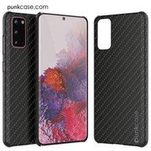 Load image into Gallery viewer, Galaxy S20 Case, Punkcase CarbonShield, Heavy Duty &amp; Ultra Thin 2 Piece Dual Layer PU Leather Black Cover (Carbon Fiber Style) 
