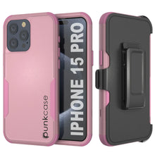 Load image into Gallery viewer, Punkcase pour l&#39;iPhone 15 Pro Belt Clip multicouche Holster Case [Patron Series] [Pink]
