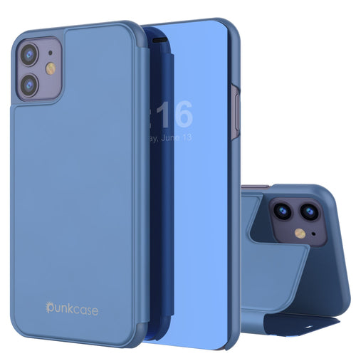 Punkcase iPhone 11 / XI Reflector Case Protective Flip Cover [Blue] (Color in image: Blue)