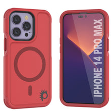 Load image into Gallery viewer, PunkCase iPhone 14 Pro Max Case, [Spartan 2.0 Series] Clear Rugged Heavy Duty Cover W/Built in Screen Protector [Red] (Color in image: Red)
