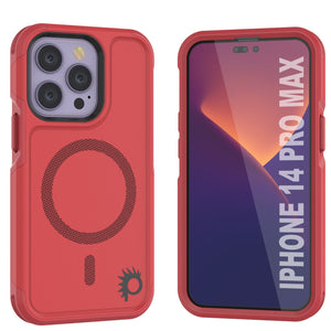 PunkCase iPhone 14 Pro Max Case, [Spartan 2.0 Series] Clear Rugged Heavy Duty Cover W/Built in Screen Protector [Red] (Color in image: Red)
