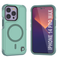 Load image into Gallery viewer, PunkCase iPhone 14 Pro Max Case, [Spartan 2.0 Series] Clear Rugged Heavy Duty Cover W/Built in Screen Protector [Teal] (Color in image: Teal)
