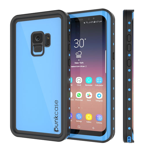 Galaxy S9 Waterproof Case PunkCase StudStar Light Blue Thin 6.6ft Underwater IP68 ShockProof (Color in image: light blue)