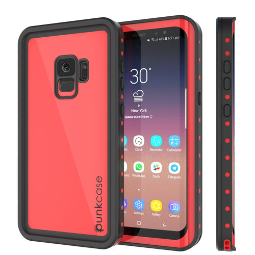 Galaxy S9 Waterproof Case PunkCase StudStar Red Thin 6.6ft Underwater IP68 Shock/Snow Proof (Color in image: red)