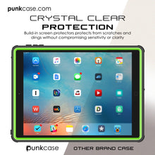 Charger l'image dans la galerie, Punkcase iPad Pro 9.7 Case [CRYSTAL Series], Waterproof, Ultra-Thin Cover [Shockproof] [Dustproof] with Built-in Screen Protector [Light Green] (Color in image: Black)
