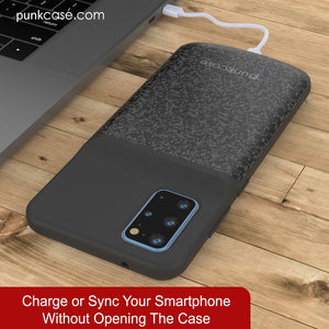 PunkJuice S20+ Plus Battery Case Patterned Black - Fast Charging Power Juice Bank with 6000mAh (Color in image: All Black)