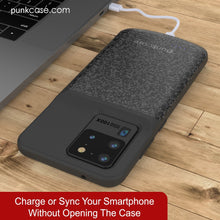 Charger l&#39;image dans la galerie, PunkJuice S20 Ultra Battery Case Patterned Black - Fast Charging Power Juice Bank with 6000mAh (Color in image: All Black)
