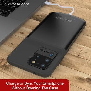 PunkJuice S20 Ultra Battery Case All Black - Fast Charging Power Juice Bank with 6000mAh (Color in image: Patterned Black)