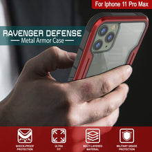 Charger l&#39;image dans la galerie, Punkcase iPhone 11 Pro Max ravenger Case Protective Military Grade Multilayer Cover [Red] (Color in image: Black)
