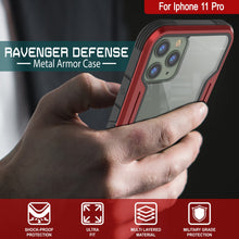 Charger l&#39;image dans la galerie, Punkcase iPhone 11 ravenger Case Protective Military Grade Multilayer Cover [Red] (Color in image: Black)
