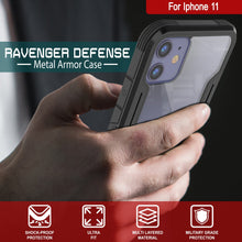 Charger l&#39;image dans la galerie, Punkcase iPhone 11 ravenger Case Protective Military Grade Multilayer Cover [Black] (Color in image: Grey-Black)
