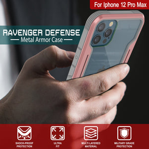 Punkcase iPhone 12 Pro Max ravenger Case Protective Military Grade Multilayer Cover [Rose-Gold] (Color in image: Black)