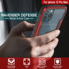 Charger l&#39;image dans la galerie, Punkcase iPhone 12 Pro Max ravenger Case Protective Military Grade Multilayer Cover [Red] (Color in image: Black)
