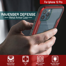 Charger l&#39;image dans la galerie, Punkcase iPhone 12 Pro ravenger Case Protective Military Grade Multilayer Cover [Red] (Color in image: Black)
