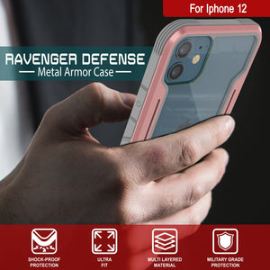 Punkcase iPhone 12 ravenger Case Protective Military Grade Multilayer Cover [Rose-Gold] (Color in image: Black)