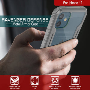 Punkcase iPhone 12 ravenger Case Protective Military Grade Multilayer Cover [Grey] (Color in image: Red)